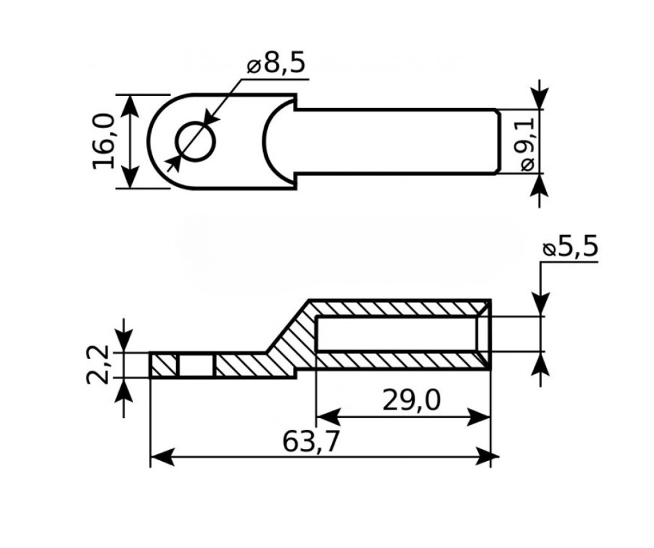 Ծայրակալ պղնձե DT-10 SEDXD